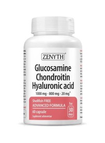 Glucosamine Chondroitin Hyaluronic acid Formulă complexă pentru mobilitatea și flexibilitatea articulațiilor. 60 capsule